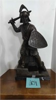 Warrior w/Sword Bronze Sculpture on Marble Base