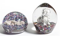 ASSORTED SULPHIDE PAPERWEIGHTS, LOT OF TWO,