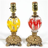 ST. CLAIR ATTRIBUTED GLASS PAPERWEIGHT LAMPS, LOT