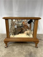 Wood and glass light up display case end table