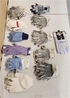 20 Pairs of Work Gloves. Cotton - Leather. Some