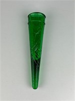 Pretty Vintage green glass embossed wall pocket
