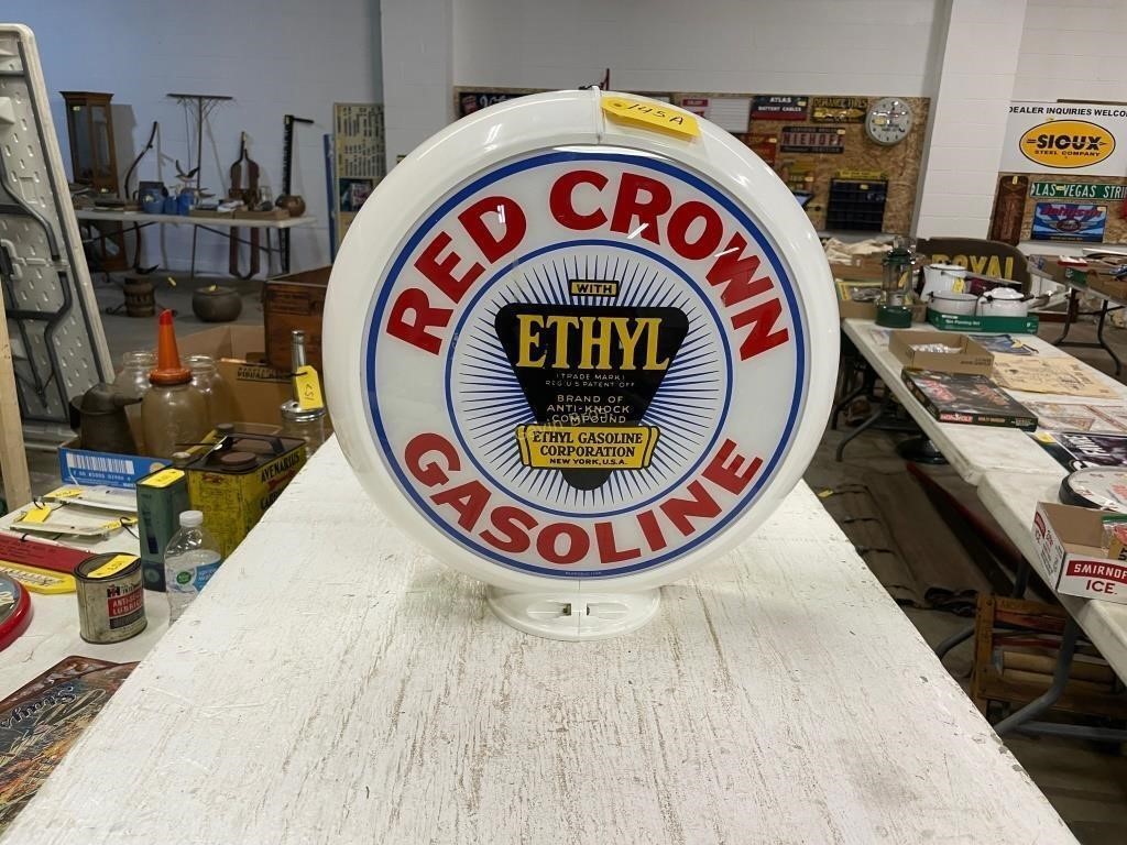 Red Crown Gasoline Glass Globe