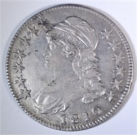 1810 CAPPED BUST HALF DOLLAR, AU -TOUGH EARLY DATE