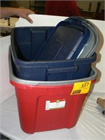 3 PLASTIC TOTES WITH LIDS