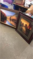Framed Art Pair of Water & Tree Scenery Pictures