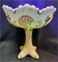 NW Ivory Inverted Fan & Feather Compote