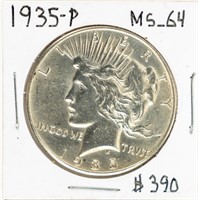 Coin 1935-P Peace Dollar-Ch. Unc.