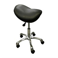 Assembled, 30" Relaxus Saddle Rolling Stool, Black