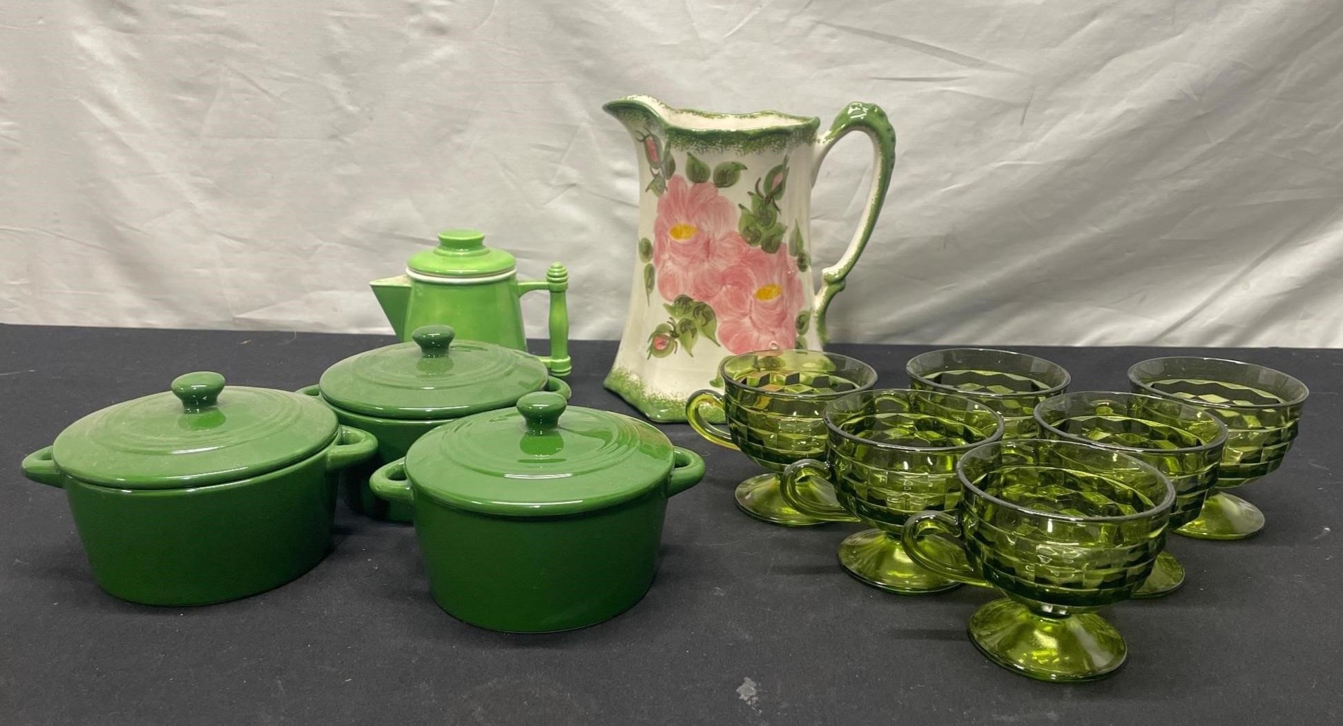 Green Pressed Glass/Stoneware