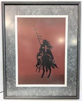 Framed Aboriginal Warrior Print Signed