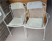 2 White Wrought Iron Patio Chairs