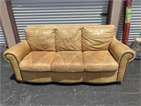7 Ft Sofa Caramel Color Leather Style