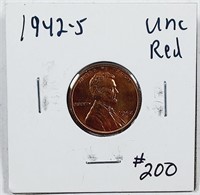 1942-S  Lincoln Cent   Unc Red
