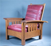 Stickley Bow Arm Morris Chair and stool