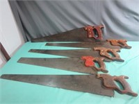 *Nice Lot of 5 Vintage Wooden Handle Saws
