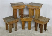5 Wood Plant Stands / Benches