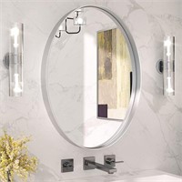 TETOTE Silver Oval Mirror for Bathroom, 22x30"