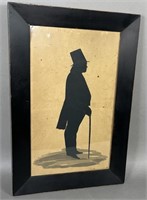 Framed watercolor silhouette on wax back mat