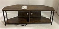 TV Console with Glass shelves,  56"W, 20"H, Walnut