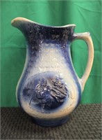 Blue/white salt glaze pitcher