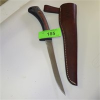 BROWNING FILET KNIFE & LEATHER SHEATH 6 1/2" BLADE