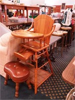Vintage wooden highchair converts into