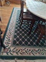 2 Floor rugs, green & pink, 11' x 94" & 43" x 23"