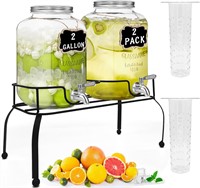 2 Gallon Glass Beverage Dispenser with Stand