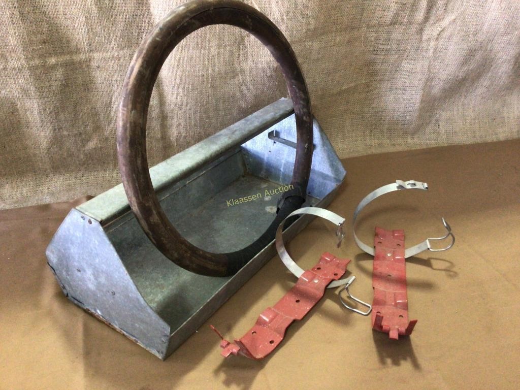 wood steering wheel, tool tote, brackets