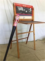 Child’s folding blackboard, plastic bat and ball