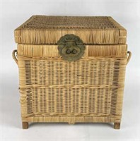 Rattan Cube with Asian Inspired Metal Latch