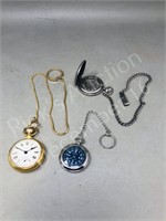 3 pocket watches - 2 quartz , 1 mechanical