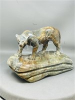 Terry Cass stone Cougar sculpture - 11" long