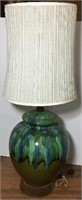 Large Glazed Ceramic Table Lamp With Shade