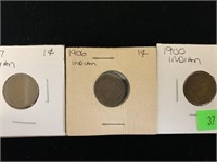 (3) Indian Head Cents