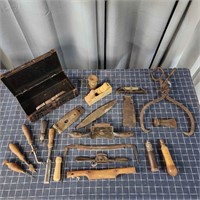 S2 20pc Antique Tools: Draw Shaves: Tongs, Plane,