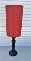 Small Modern Style Black Table Lamp Red Shade