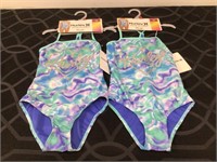 (2) Youth 7/8 Hurley One Piece Swimsuits NWT