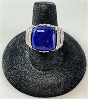 Sterling Lapis/Topaz Ring 8 Grams Size 8