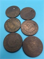 (6) Two Cent Pieces 1864-1871 Good Condition