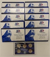 (10) 2003 - 2005 U.S. Mint Proof Quarter Sets