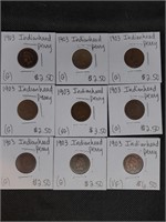 Lot of 9- 1903 Indian Head Pennies