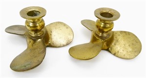 Brass Propeller Candlestick Holders