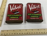 2 empty metal Velvet tobacco containers