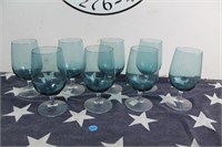 16oz Blue Glass Wine glasses (8)