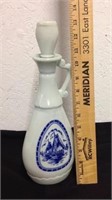 collectible blue and white glass decanter bottle
