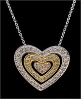 SIMON G TRI-COLOR 18KT & DIAMOND HEART NECKLACE