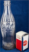 Vintage Giant Glass Coke Coca Cola Bottle & Napkin