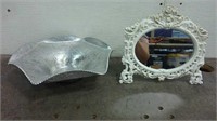 Neat Cast Mirror & Hammered Aluminum Bowl